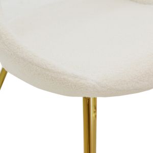 Valentino chair white boucle fabric-golden metal legs 65x60x82cm