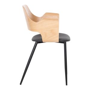 Chair Velp natural wood - black metal legs - gray fabric 55.5x50x79hcm Hm9616.02