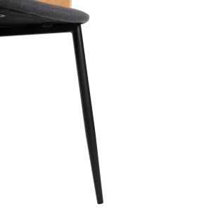 Chair Velp natural wood - black metal legs - gray fabric 55.5x50x79hcm Hm9616.02