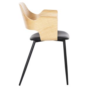 Chair Velp wood in natural color leather seat and black metal legs 55.5x50x79hcm Hm9616.01