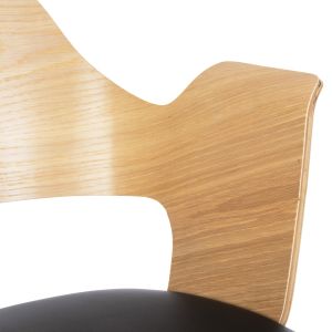 Chair Velp wood in natural color leather seat and black metal legs 55.5x50x79hcm Hm9616.01