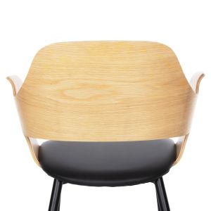 Chair Velp wood in natural color leather seat and black metal legs 55.5x50x79hcm Hm9616.01