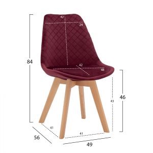Venice plush chair burgundy 49x56x84 Hm8719.06