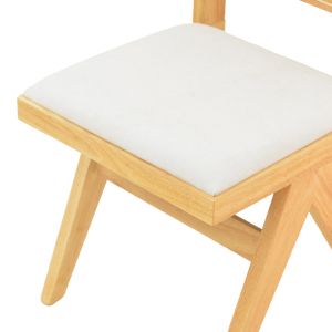 Стол Winslow от каучуково дърво в естествен нюанс - бял плат 46x58x80 см