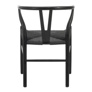 Стол Wishbone от каучуково дърво и въже в черен цвят 60x51x80см