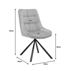 Chair Wori dark gray velvet-metal black leg 48x56x82cm