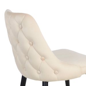 Стол Zedna Serenity бежово кадифе с черни метални крака 51x58x84см
