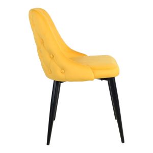 Стол Zedna Serenity жълто кадифе с черни метални крака 51x58x84см
