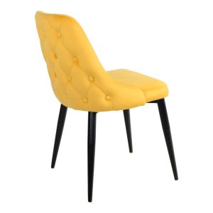 Стол Zedna Serenity жълто кадифе с черни метални крака 51x58x84см