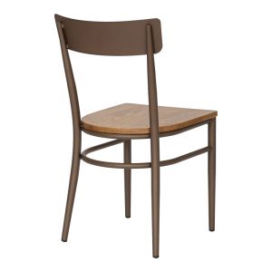 Zerca chair, brown metal frame and natural rubber wood seat, 49x44x82 cm