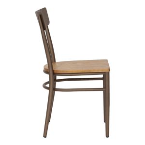 Zerca chair, brown metal frame and natural rubber wood seat, 49x44x82 cm