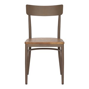 Zerca chair, brown metal frame and natural rubber wood seat, 49x44x82 cm