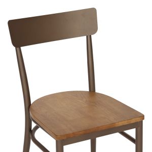 Zerca chair, brown metal frame and natural rubber wood seat, 49x44x82 cm