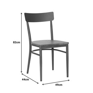 Zerca chair, dark gray frame and natural rubber wood seat, 49x44x82 cm