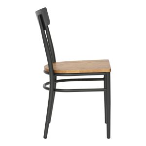 Zerca chair, dark gray frame and natural rubber wood seat, 49x44x82 cm