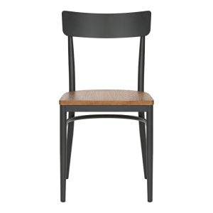 Zerca chair, dark gray frame and natural rubber wood seat, 49x44x82 cm