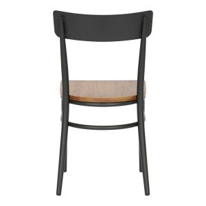 Zerca chair, dark gray frame and natural rubber wood seat, 49x44x82 cm