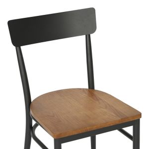 Zerca chair, dark gray frame and natural rubber wood seat, 49x44x82 cm