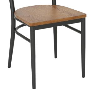 Zerca chair, dark gray frame and natural rubber wood seat, 49x44x82 cm