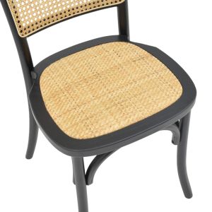 Chair Zozele natural rattan pe-black tuon wood 45x51x88cm
