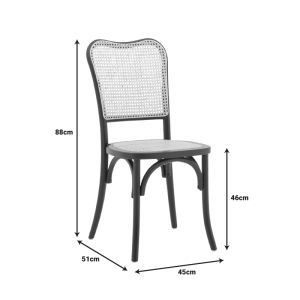 Chair Zozele natural rattan pe-black tuon wood 45x51x88cm