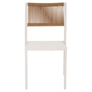 Aluminum chair, white frame and textile with synthetic rattan 46x55.5x83hcm Hm5921.02
