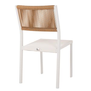 Aluminum chair, white frame and textile with synthetic rattan 46x55.5x83hcm Hm5921.02