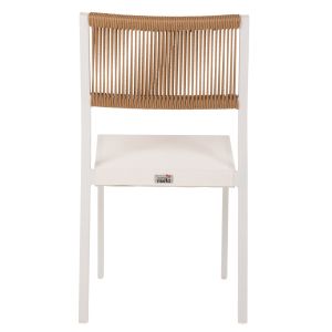 Aluminum chair, white frame and textile with synthetic rattan 46x55.5x83hcm Hm5921.02