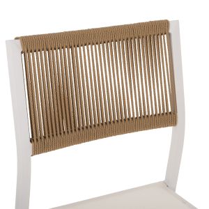 Aluminum chair, white frame and textile with synthetic rattan 46x55.5x83hcm Hm5921.02