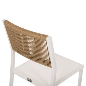 Aluminum chair, white frame and textile with synthetic rattan 46x55.5x83hcm Hm5921.02