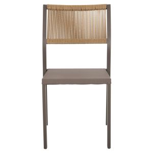 Aluminum chair, champagne frame and textile with synthetic rattan 46x55.5x83hcm Hm5921.03