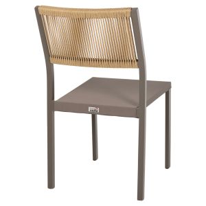 Aluminum chair, champagne frame and textile with synthetic rattan 46x55.5x83hcm Hm5921.03