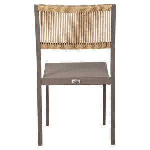Aluminum chair, champagne frame and textile with synthetic rattan 46x55.5x83hcm Hm5921.03