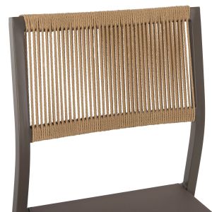 Aluminum chair, champagne frame and textile with synthetic rattan 46x55.5x83hcm Hm5921.03