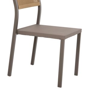 Aluminum chair, champagne frame and textile with synthetic rattan 46x55.5x83hcm Hm5921.03