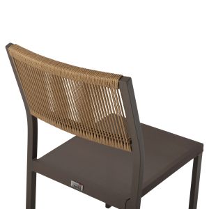 Aluminum chair, champagne frame and textile with synthetic rattan 46x55.5x83hcm Hm5921.03