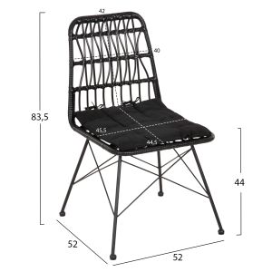 Outdoor chair Allegra Hm5453.12 metal-cushion-knitted in black 52x52x83.5hcm