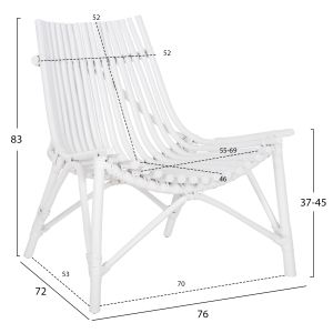 Outdoor chair Cellion Hm9812,03 rattan poles in white color 76x72x83hcm