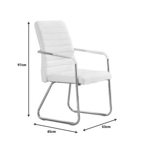 Guest chair Sefine white pu-chrome leg 53x45x97cm