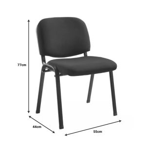 Stackable guest chair Anilian black fabric-black metal legs 55x44x77cm