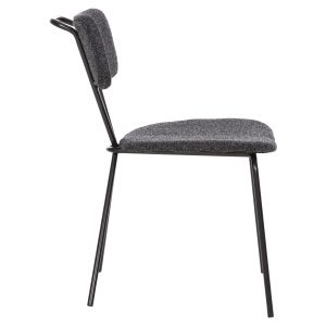 Dory dining chair with black metal frame and dark gray fabric 48.5x61x76hcm Hm9855.04