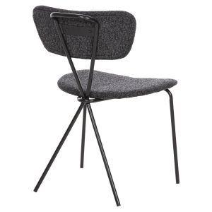 Dory dining chair with black metal frame and dark gray fabric 48.5x61x76hcm Hm9855.04
