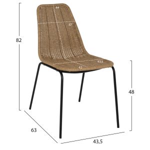 Metal and natural rattan chair Hm5867.01 43.5x63x82hcm