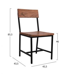 Solid acacia chair with metal frame Hm8179.11
