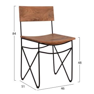 Solid acacia chair with metal frame Hm8180,11