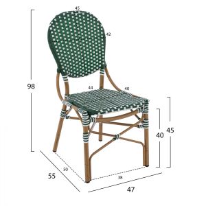 Aluminum chair imitating bamboo with fabric upholstery Hm5792,01 47x55x98cm