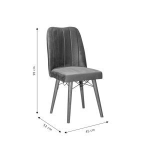 Suede chair 'vespera I' grey with walnut legs