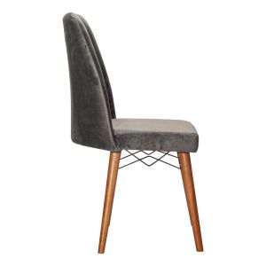 Suede chair 'vespera I' grey with walnut legs