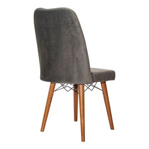 Suede chair 'vespera I' grey with walnut legs