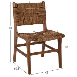 Solid teak chair Hm9399.11 in natural color 51x60.5x88hcm